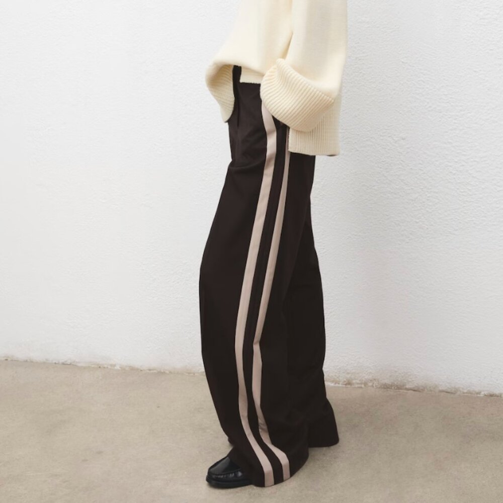 Mango Wide Leg Trousers with Stripe